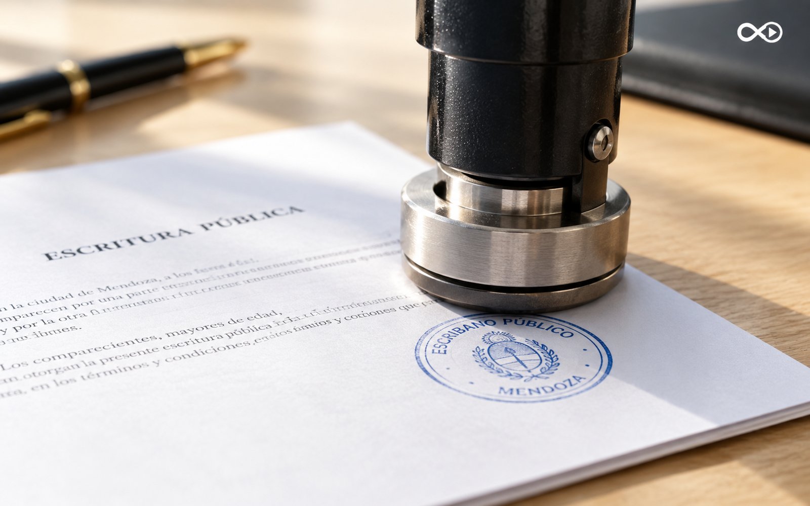 Detalle de una firma sobre la mesa de una operacion inmobiliaria