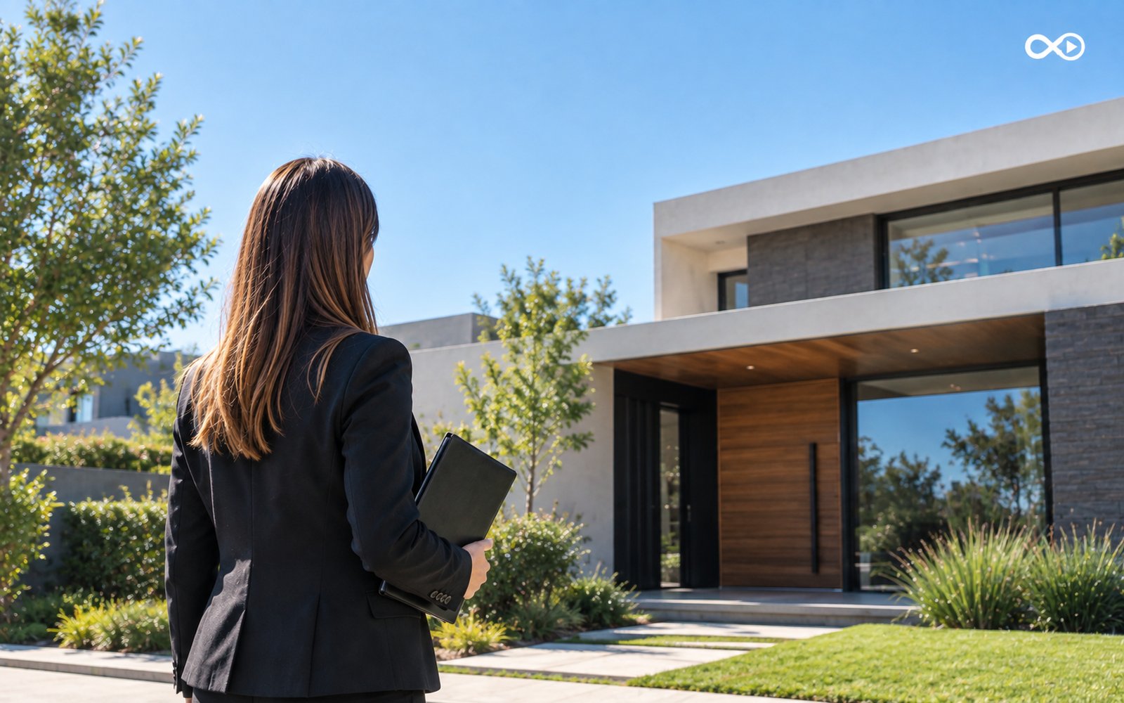 Corredor matriculado frente a la fachada de su inmobiliaria